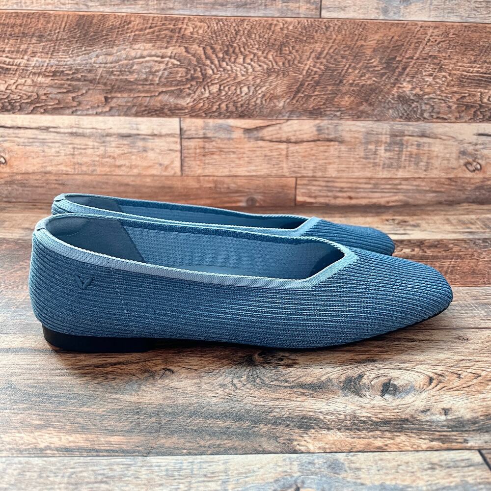 Vivaia Blue Margot 2.0 Square Toe Slip On V-Cut Flats Women's 42 US 10.5 Shoes - Picture 4 of 8